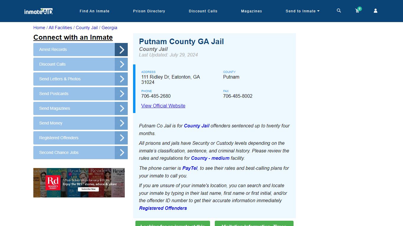 Putnam County GA Jail - Inmate Locator